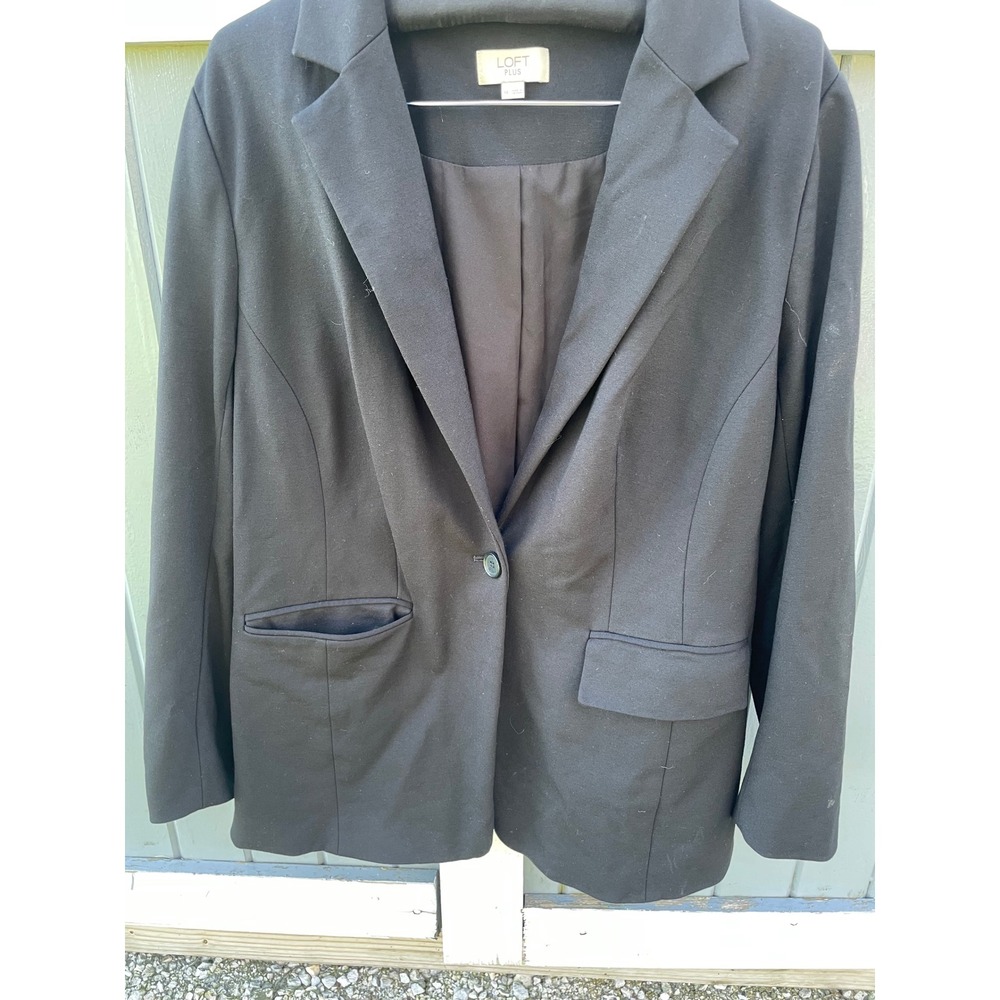 Loft‎ Plus Women Black Single Button Blazer Jacket Size 14 Professional Workwear
